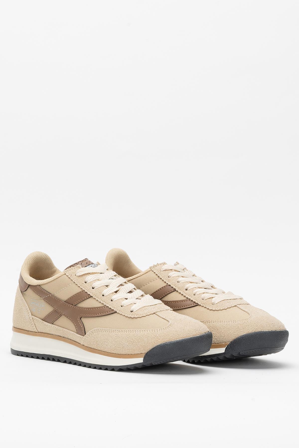 Kadın Bej Renk Denye Kumaş Günlük Spor Ayakkabı 
