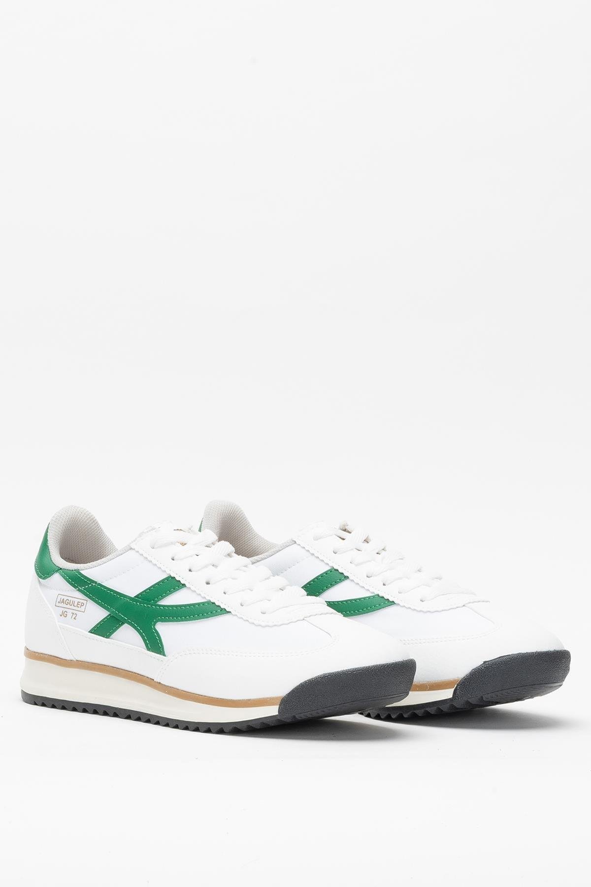 Kadın Beyaz Yeşil Denye Kumaş Günlük Spor Ayakkabı 