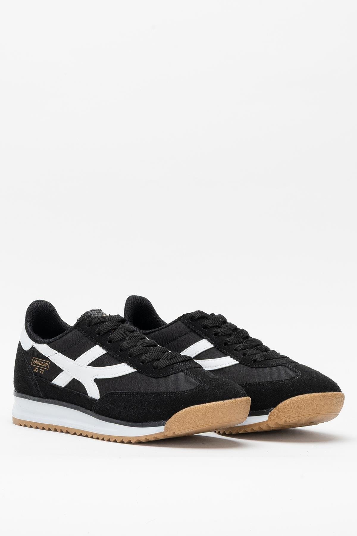 Kadın Siyah Beyaz Denye Kumaş Günlük Spor Ayakkabı 