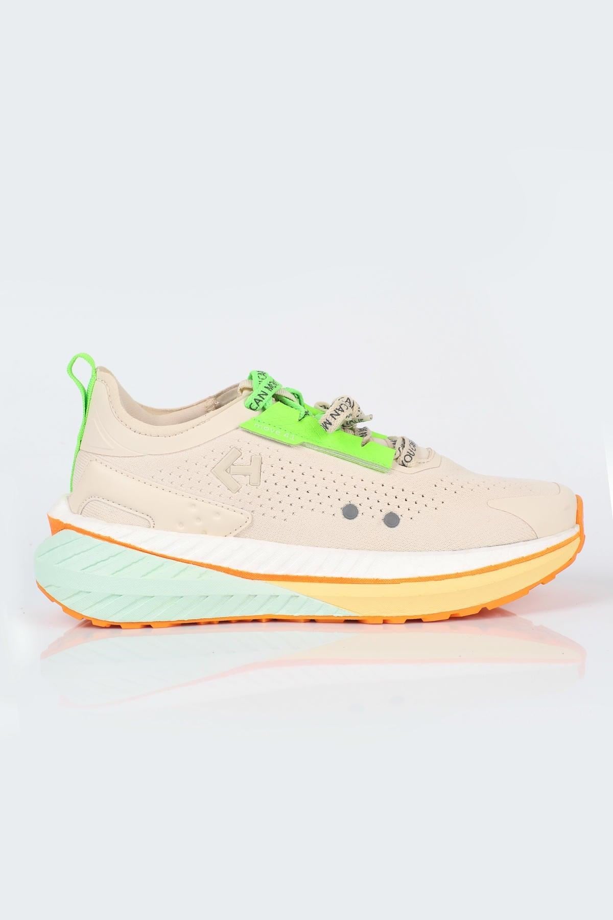 Letoon  MOVE-41 Unisex Yüksek Tabanlı Sneaker BEJ