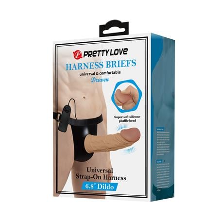 17,5 cm Titreşimli Belden Bağlamalı İçi Boş 7 cm Dolgulu Strapon Penis - Draven