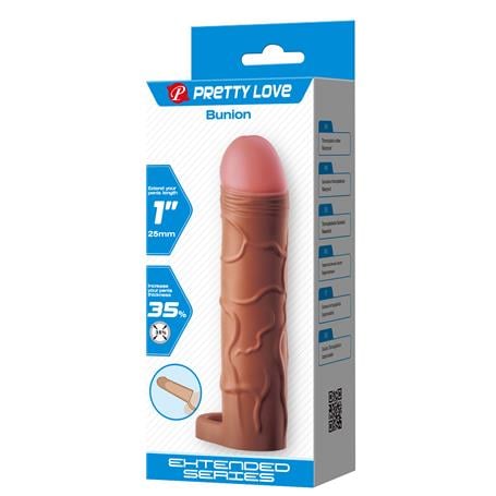2,5 cm Dolgulu Premium Melez Rengi Silikon Penis Kılıfı - Bunion
