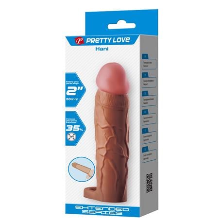 5 cm Dolgulu Premium Melez Rengi Silikon Penis Kılıfı - Hani