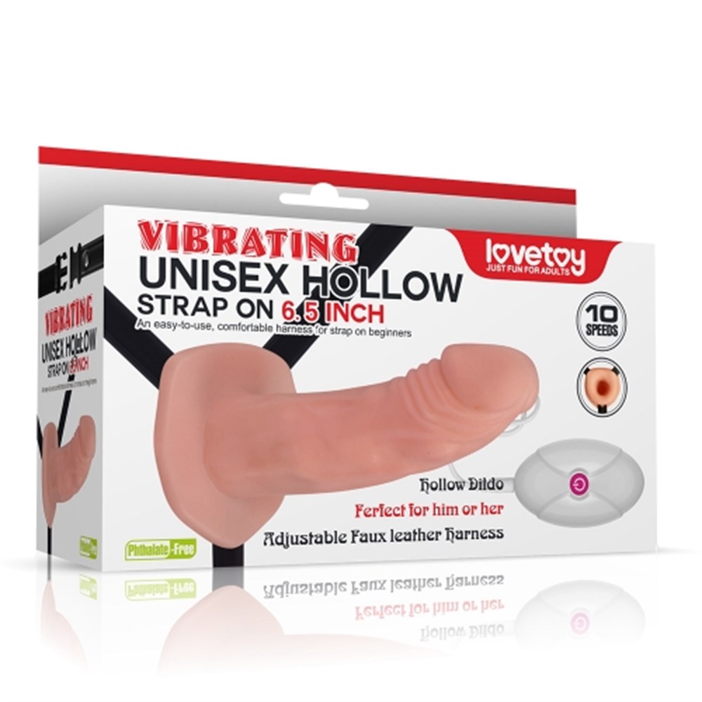 10 Fonksiyonlu Titreşimli İçi Boş Protez Belden Bağlamalı 16 cm Strapon Penis