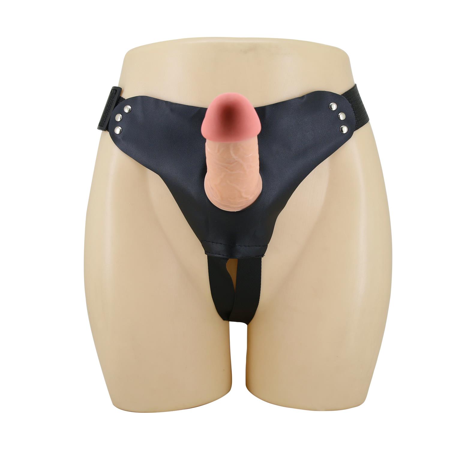 19 cm Belden Bağlamalı İçi Boş Klitoris Uyarıcılı Protez Penis - Mavis