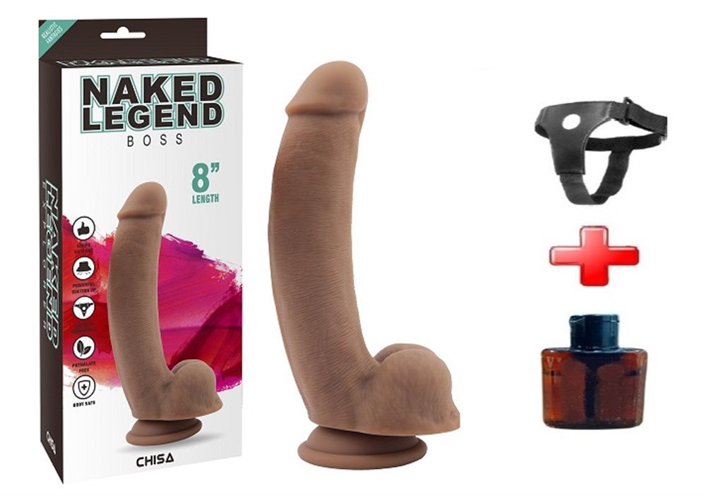 20,5 cm Belden Bağlamalı Gerçekçi Melez Dildo Penis -Boss