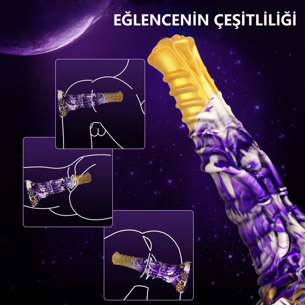 Belden Bağlamalı 21 cm Et Dokulu Fantezi Renklerde Gerçekçi Çift Katmanlı Sünnetsiz Silikon Penis - Horse Power 4