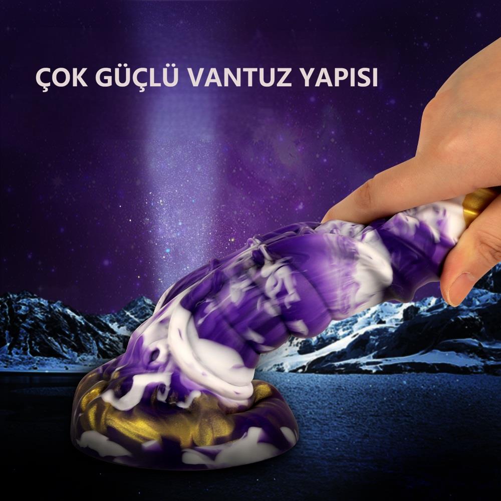 21 cm Et Dokulu Fantezi Renklerde Gerçekçi Çift Katmanlı Sünnetsiz Silikon Penis - Horse Power 4