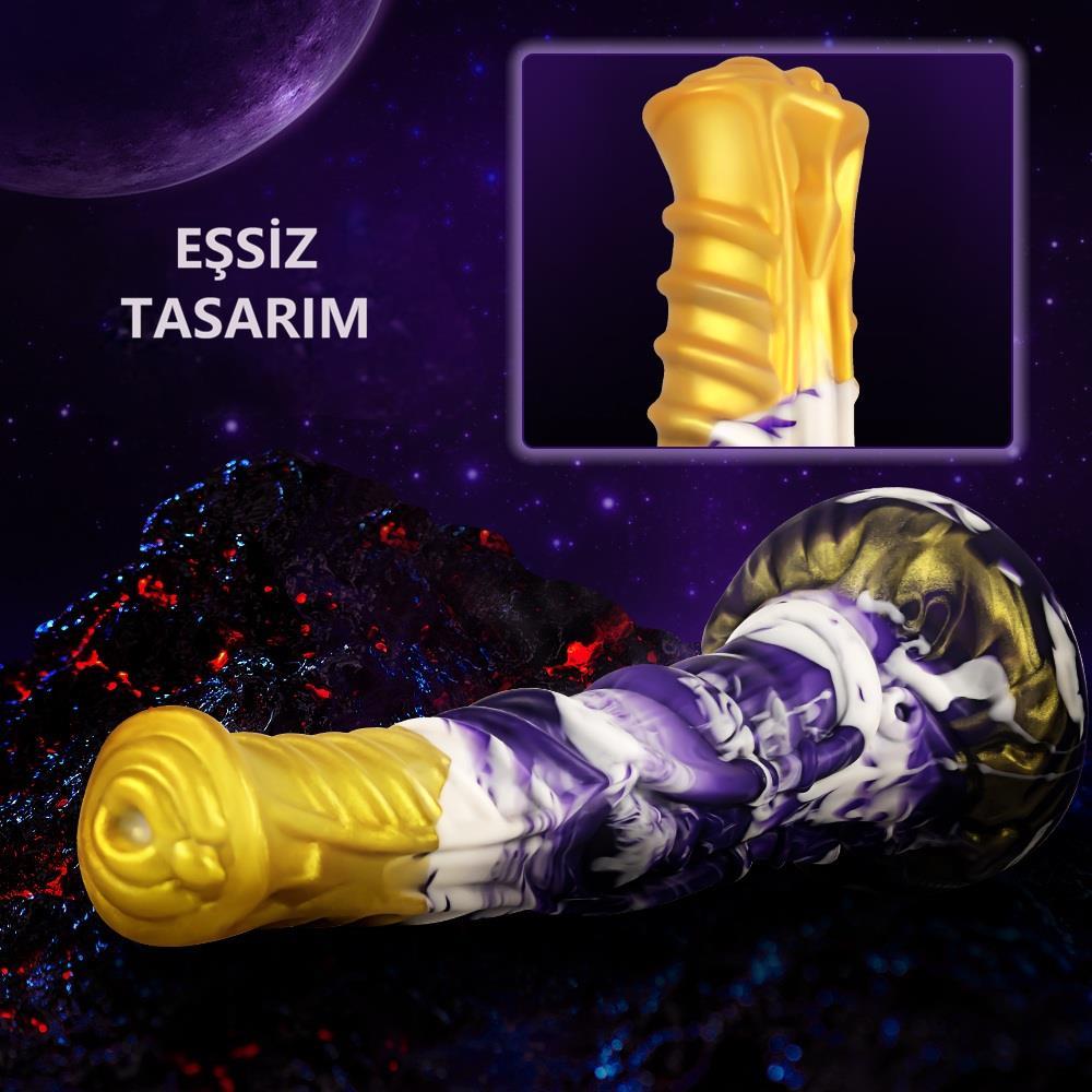 Belden Bağlamalı 21 cm Et Dokulu Fantezi Renklerde Gerçekçi Çift Katmanlı Sünnetsiz Silikon Penis - Horse Power 4
