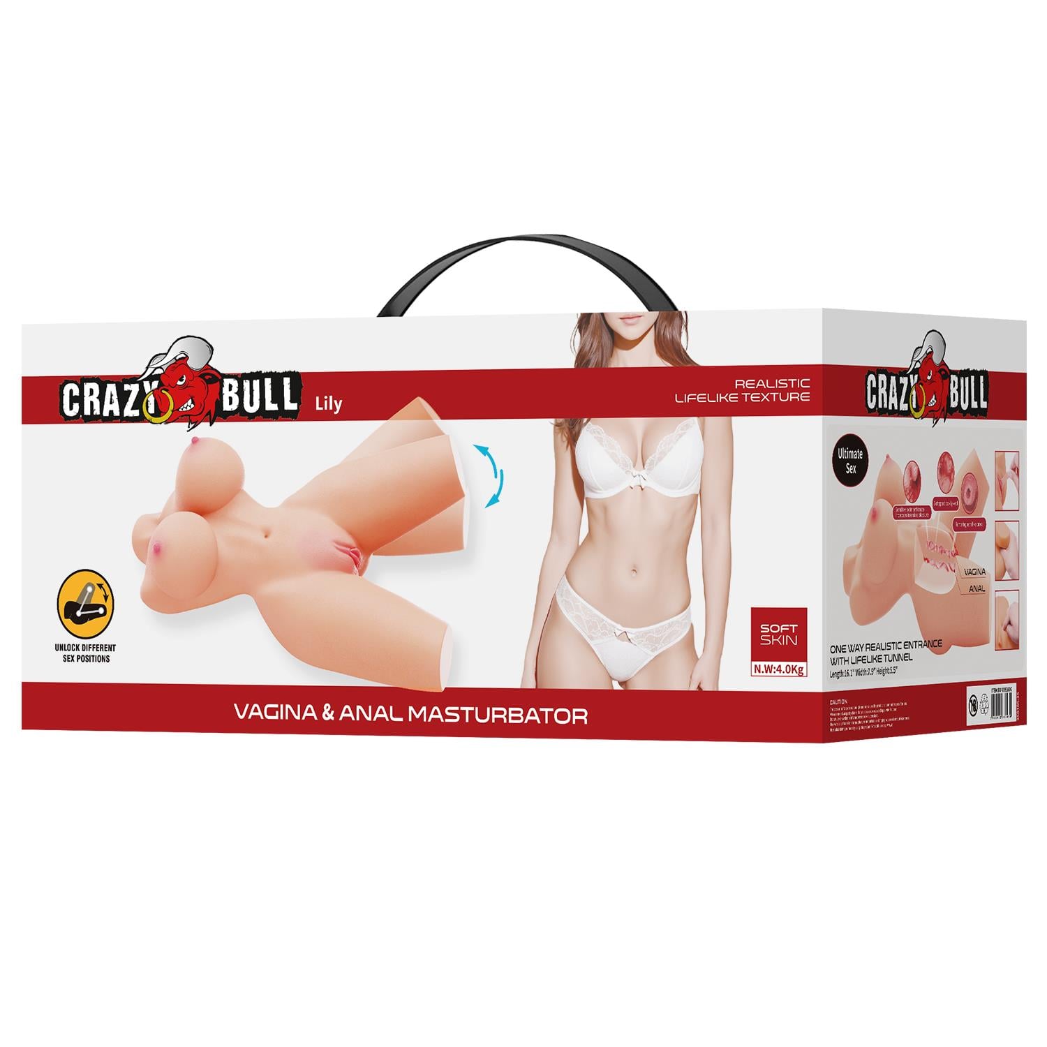 3 Boyutlu İki İşlevli Yarım Vücut Anal Vajinal Silikon Seksi Manken - Lily