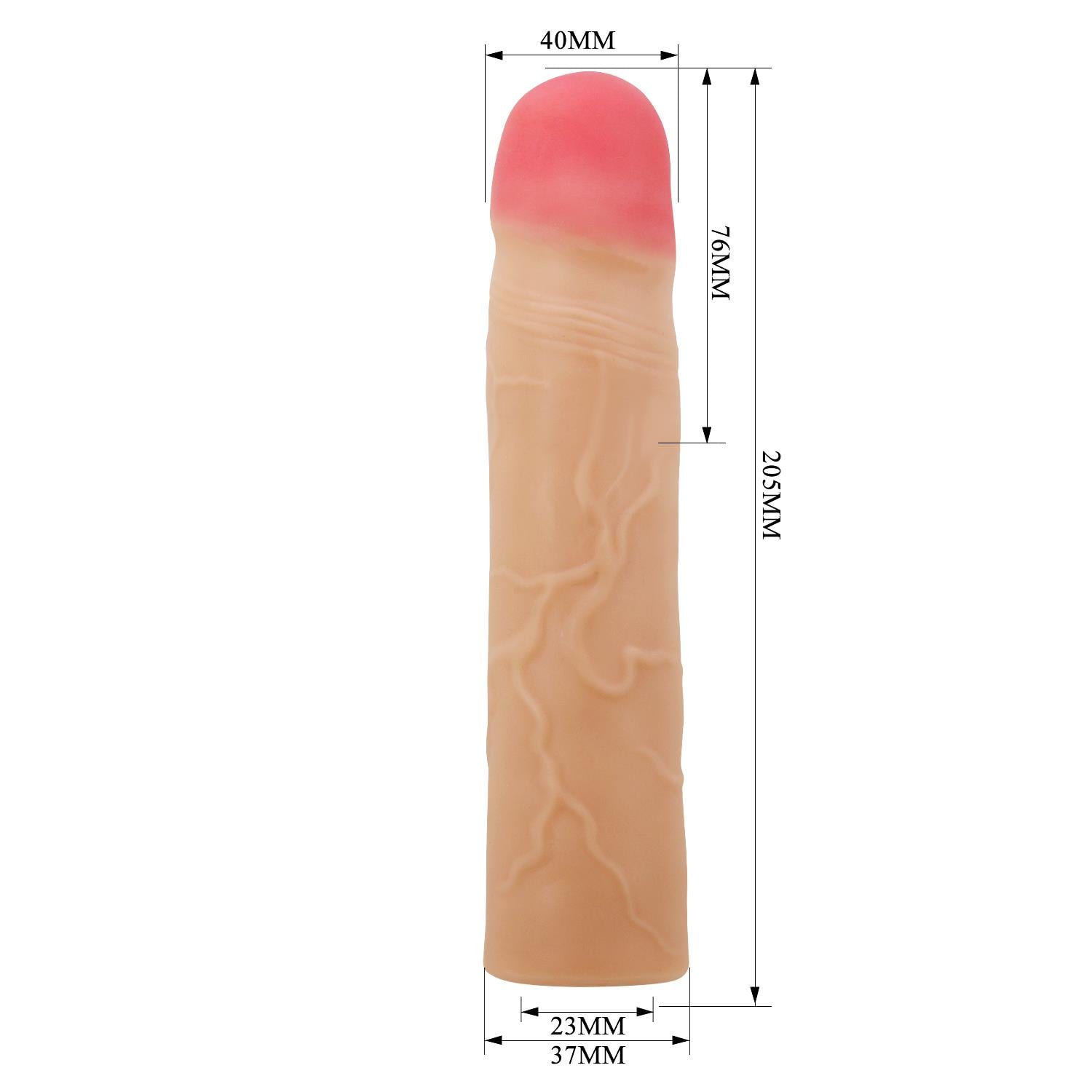 7,6 cm Dolgulu Premium Ten Rengi Silikon Penis Kılıfı - Kylian