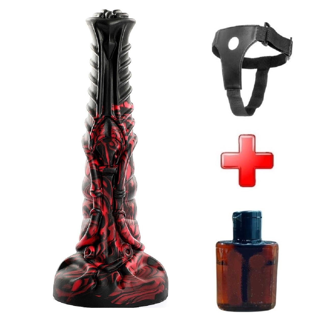 Belden Bağlamalı 21 cm Et Dokulu Fantezi Renklerde Gerçekçi Çift Katmanlı Sünnetsiz Silikon Penis - Horse Power 5