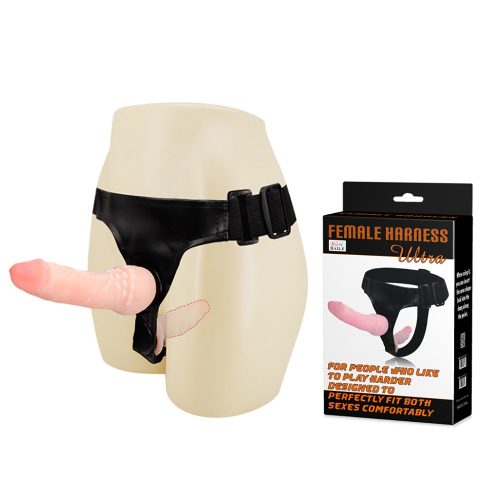 Belden Bağlamalı Çift Taraflı İçi Dolu Strapon Penis