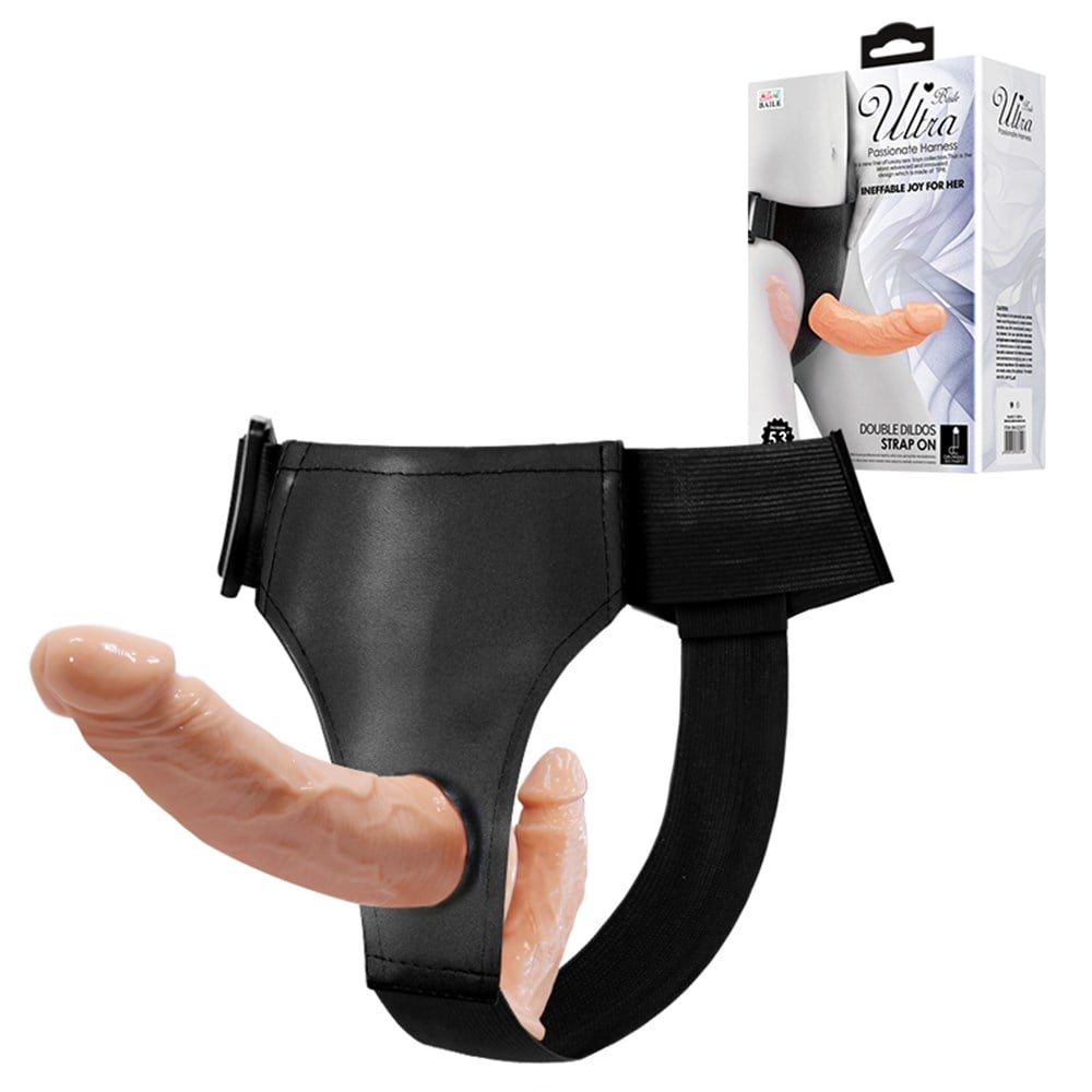 Belden Bağlamalı Çift Taraflı İçi Dolu Strapon Penis