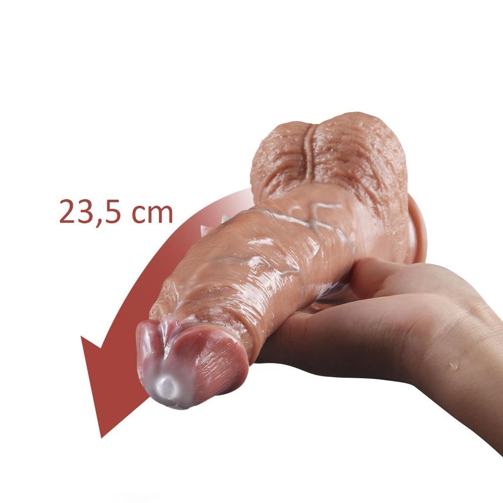 Belden Bağlamalı Yeni Nesil Çift Katmanlı 23,5 cm Realistik Dildo Penis