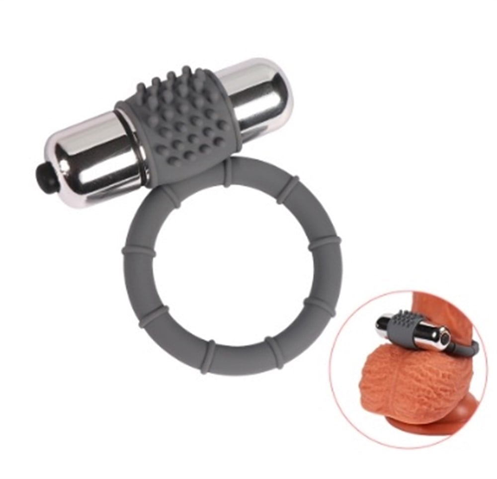 Metal Titreşimli Silikon Penis Halkası - 