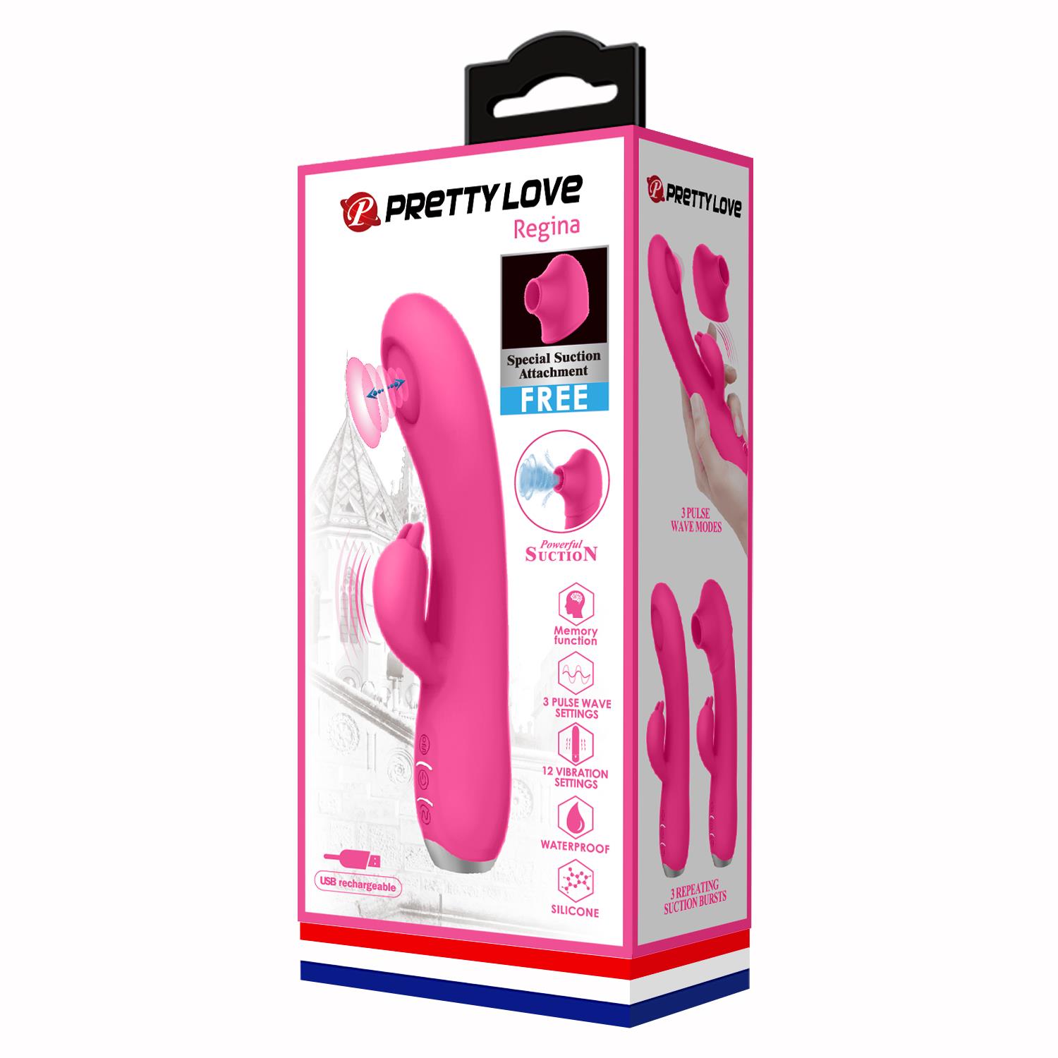 USB Şarjlı 3 Emme ve 12 Titreşim Fonksiyonlu 19,8 cm Teknolojik Vibratör- Regina
