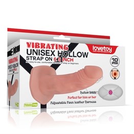 10 Fonksiyonlu Titreşimli İçi Boş Protez Belden Bağlamalı 16 cm Strapon Penis