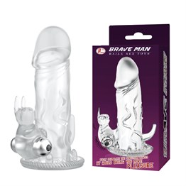 12,5 cm Klitoral Uyarıcılı Tavşan Titreşimli Şeffaf Penis Kılıfı