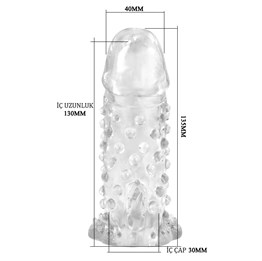 13,5 cm Klitoral Uyarıcılı Titreşimli Şeffaf Penis Kılıfı