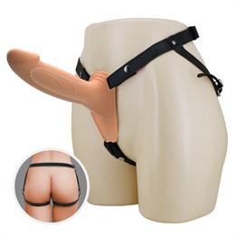 16,8 cm Belden Bağlamalı İçi Boş 4,2 cm Dolgulu Strapon Penis - Landon S