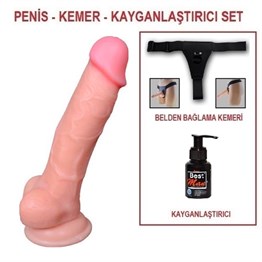 17 cm Belden Bağlamalı Realistik Dildo Penis Set