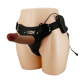 17,5 cm Belden Bağlamalı İçi Boş Titreşimli Testissiz Protez Melez Penis