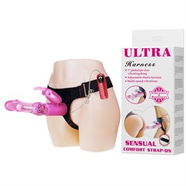 18 cm Belden Bağlamalı Oynar Başlı Titreşimli Strapon Penis Dildo