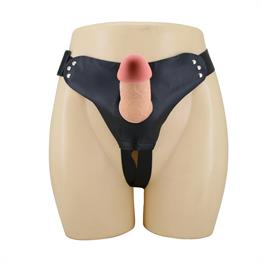 19 cm Belden Bağlamalı İçi Boş Klitoris Uyarıcılı Protez Penis - Mavis