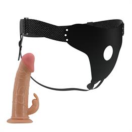 19 cm Belden Bağlamalı İçi Boş Klitoris Uyarıcılı Protez Penis - Mavis