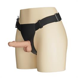 19,4 cm Belden Bağlamalı İçi Dolu Titreşimli Strapon Penis