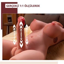 2 İşlevli Gerçekçi Ölçülerde Realistik İleri Geri Hareketli 17 cm Penisli Anal Girişli  Bayan Vücut - Miah