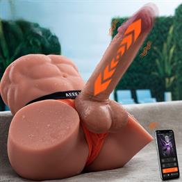 2 İşlevli Telefondan Kumandalı Realistik 24 cm İleri Geri Hareket Penisli Anal Girişli Erkek Kalça - Gretel