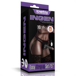20 cm Belden Bağlamalı İçi Dolu Titreşimli Zenci Strapon Dildo