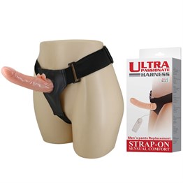 20 cm Belden Bağlamalı Oynar Başlı Titreşimli İçi Dolu Strapon Penis