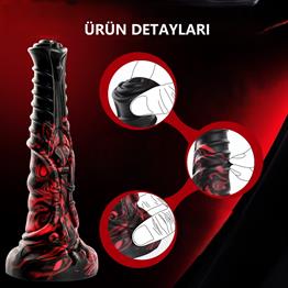 21 cm Et Dokulu Fantezi Renklerde Gerçekçi Çift Katmanlı Sünnetsiz Silikon Penis - Horse Power 5
