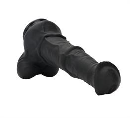 24 cm Et Dokulu Gerçekçi Çift Katmanlı Sünnetsiz Silikon Zenci Penis