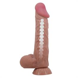 Belden Bağlamalı 24 cm Kıkırdak Yapılı Çift Katmanlı Gerçekçi Melez Dildo Penis