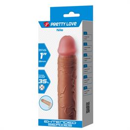 2,5 cm Dolgulu Premium Melez Rengi Silikon Penis Kılıfı - Nile