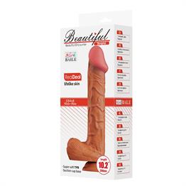 Belden Bağlamalı 26 cm Yeni Nesil Çift Katmanlı Realistik Vantuzlu Melez Dildo Penis - Berkrisi