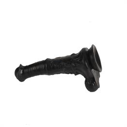 Belden Bağlamalı 33 cm Et Dokulu Gerçekçi Çift Katmanlı Sünnetsiz Silikon Zenci Penis - Horse Power 2