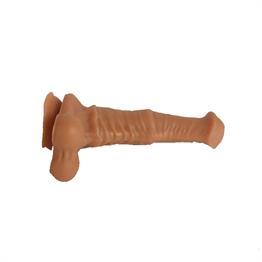 33 cm Et Dokulu Gerçekçi Çift Katmanlı Sünnetsiz Silikon Melez Penis - Horse Power 2