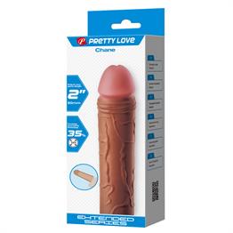 5 cm Dolgulu Premium Melez Rengi Silikon Penis Kılıfı - Chane