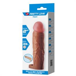 5 cm Dolgulu Premium Melez Rengi Silikon Penis Kılıfı - Hani