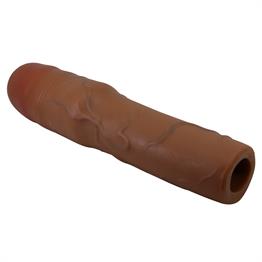 7,6 cm Dolgulu Premium Melez Rengi Silikon Penis Kılıfı - Kylian