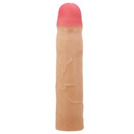 7,6 cm Dolgulu Premium Ten Rengi Silikon Penis Kılıfı - Kylian