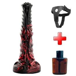 Belden Bağlamalı 21 cm Et Dokulu Fantezi Renklerde Gerçekçi Çift Katmanlı Sünnetsiz Silikon Penis - Horse Power 5
