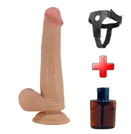 Belden Bağlamalı 22 cm Yeni Nesil Çift Katmanlı Realistik Vantuzlu Dildo Penis - Tallen