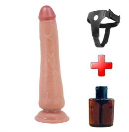 Belden Bağlamalı 25 cm Yeni Nesil Çift Katmanlı Realistik Vantuzlu Testissiz Melez Dildo Penis - Tiemeyer2