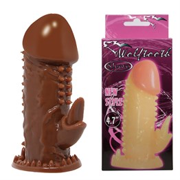 Klitoral Uyarıcılı Tırtıklı Penis Kılıfı
